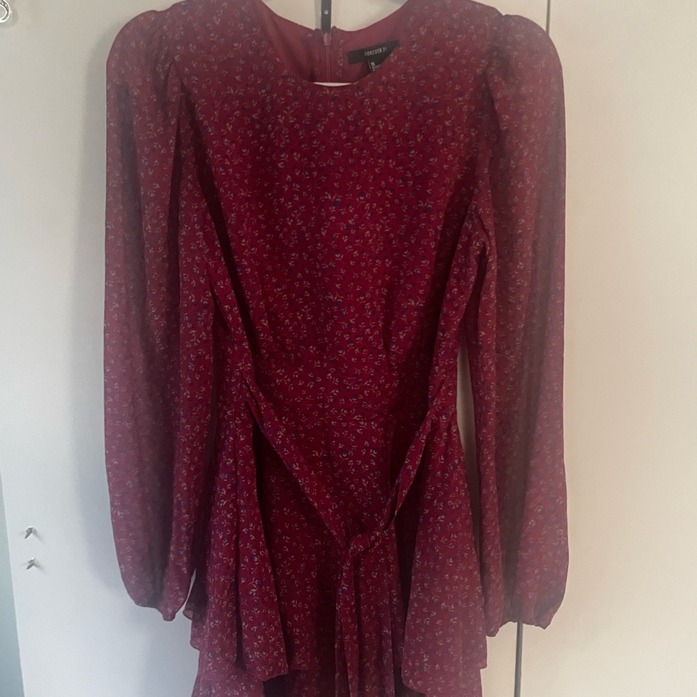 Elegant Red Floral Women's Dress